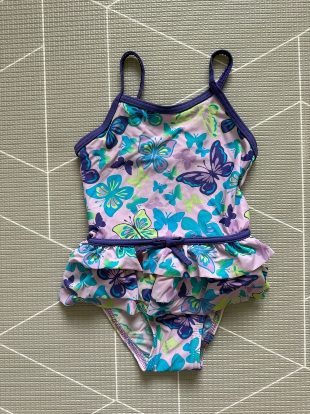 Circo|Baby girl/toddler Vintage swim-Purple Butterfly Ruffle One-Piece Swimsuit•